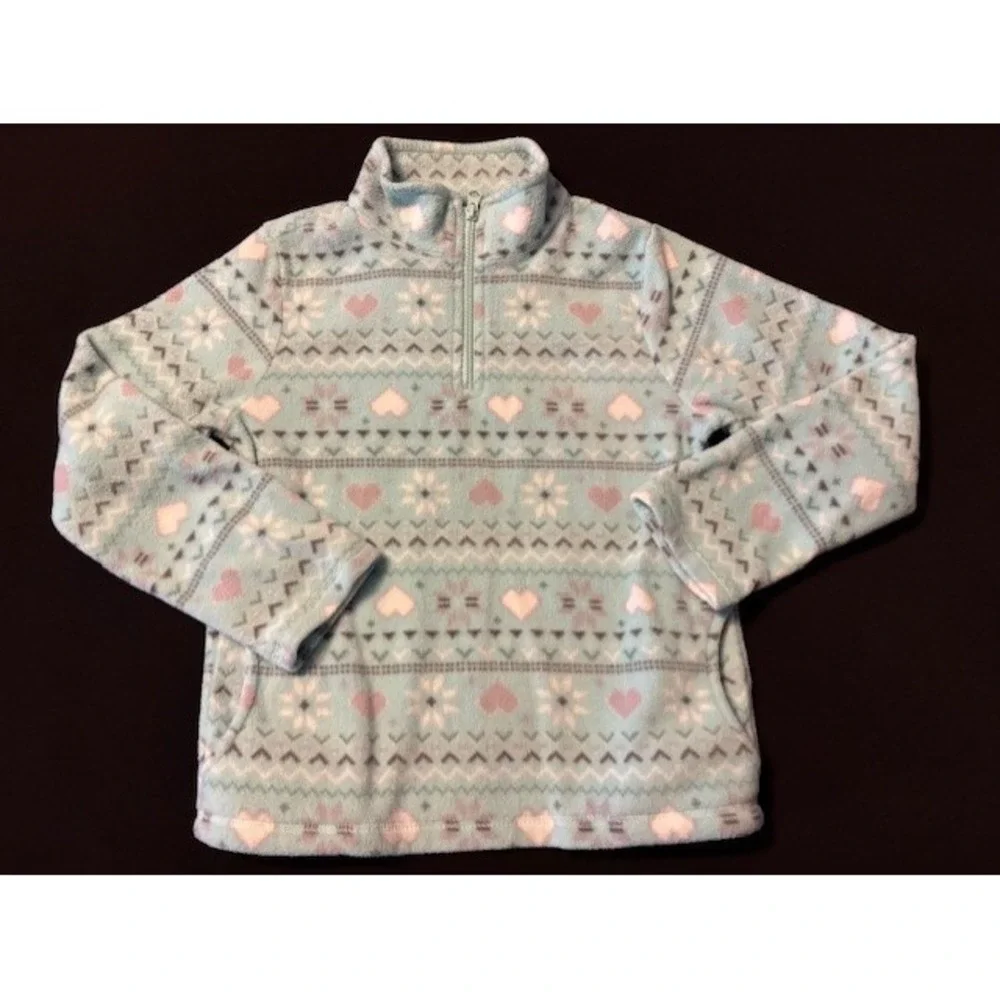 Childrens Place girls fleece pullover, 1/4 zip size 7/8, EUC